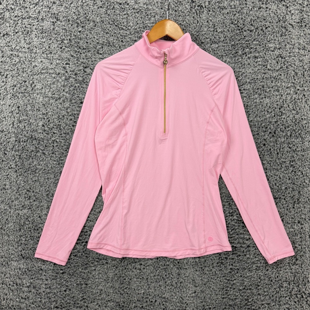 Lilly Pulitzer Pullover Womens Large Pink Luxletic Golf 1/4 Zip Long Sleeve Top